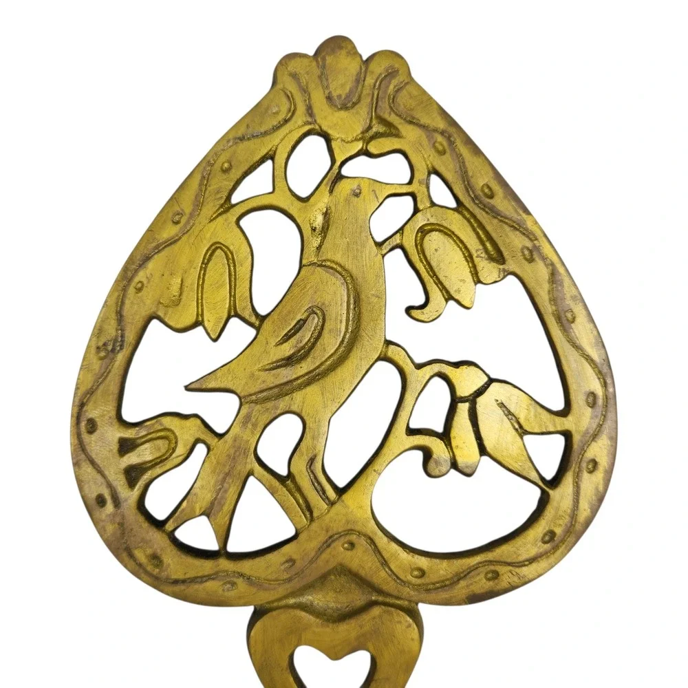 Vintage Brass Trivets Set of 2 Gold Tone Bird Eagle Japan MCM